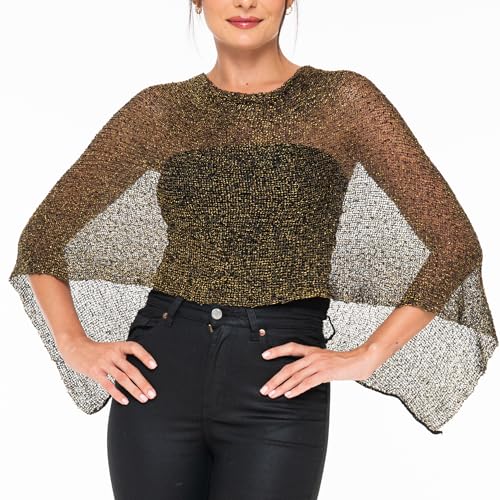 Image of SHU-SHI Womens Sheer Knit Poncho Shrug Lightweight Cover Up One Size Fits Most