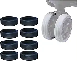 kit 08 Capas de roda protetora para mala bagagem rodas silenciosas de silicone (Preto)