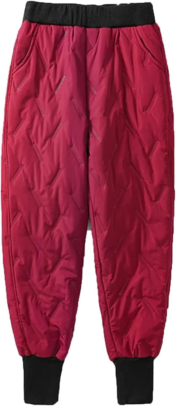 Mkjuuior Winter Snow Wear Down Cotton Jogging Pants Women's Warm Harem Pants Casual High Waist Thickened Long Sports Pants