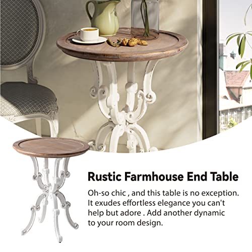 LONYKE-Rustic-Accent-End-Table-Farmhouse-Side-Table-with-Natural-Top-for-Family-Dining-or-Living-Room-Handcrafted-Finish-White LONYKE Rustic Accent End Table Farmhouse Side Table with Natural Top for Family Dining or Living Room Handcrafted Finish White