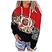 Xmiral Felpe con Stampa Floreale Patchwork da Donna con Cappuccio Pullover Casual a Maniche Lunghe Felpa Ananas ( L,Rosso )