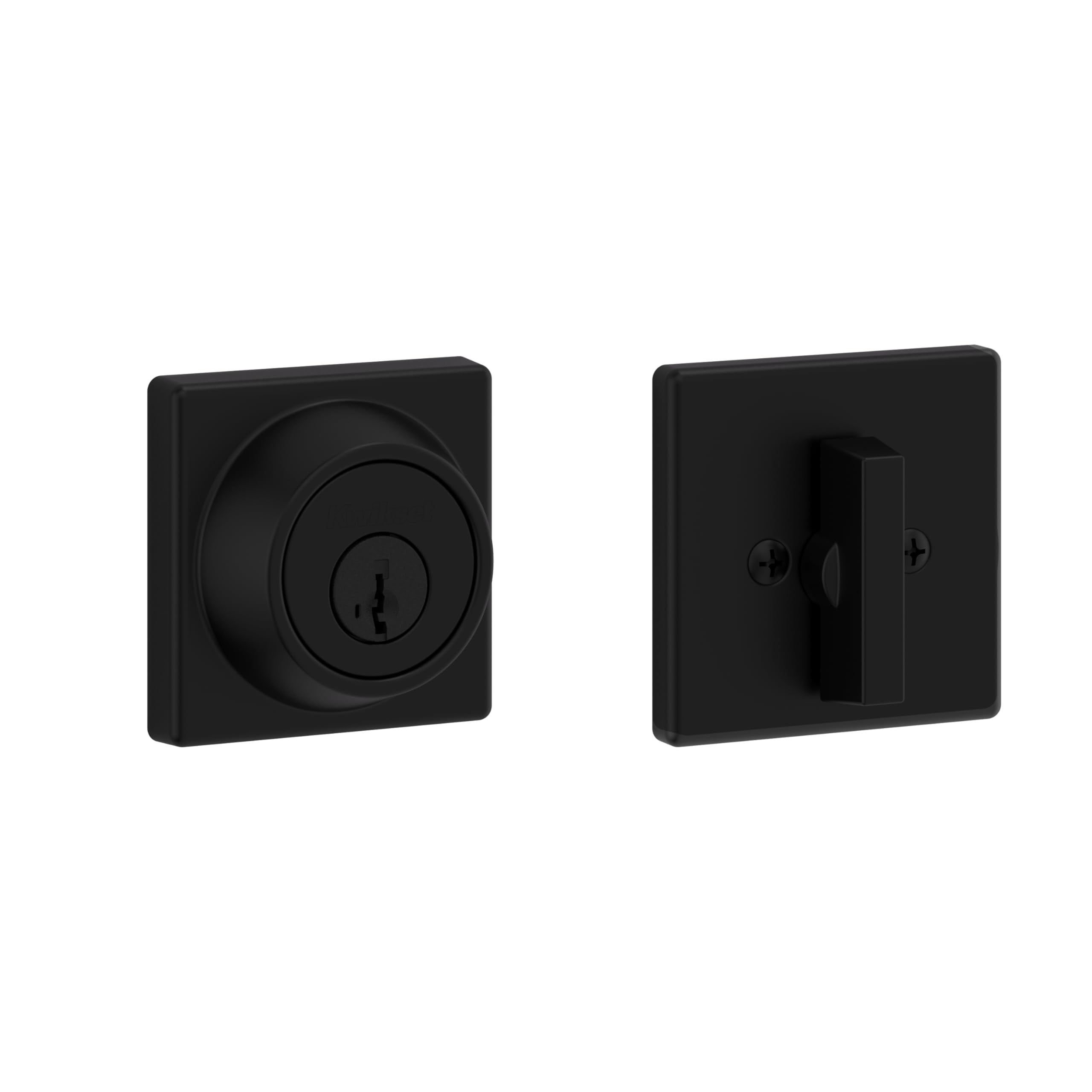 Kwikset 660 Deadbolt Lock, Matte Black Square Exterior Keyed Front Entry Door, Pick Resistant SmartKey Rekey Security, Single Cylinder Dead Bolt