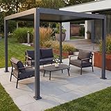 Pergola HWC-P65, Terrassenüberdachung Gartenpavillon Lamellen-Pavillon, 10cm-Aluminium-Gestell 3x3m - anthrazit