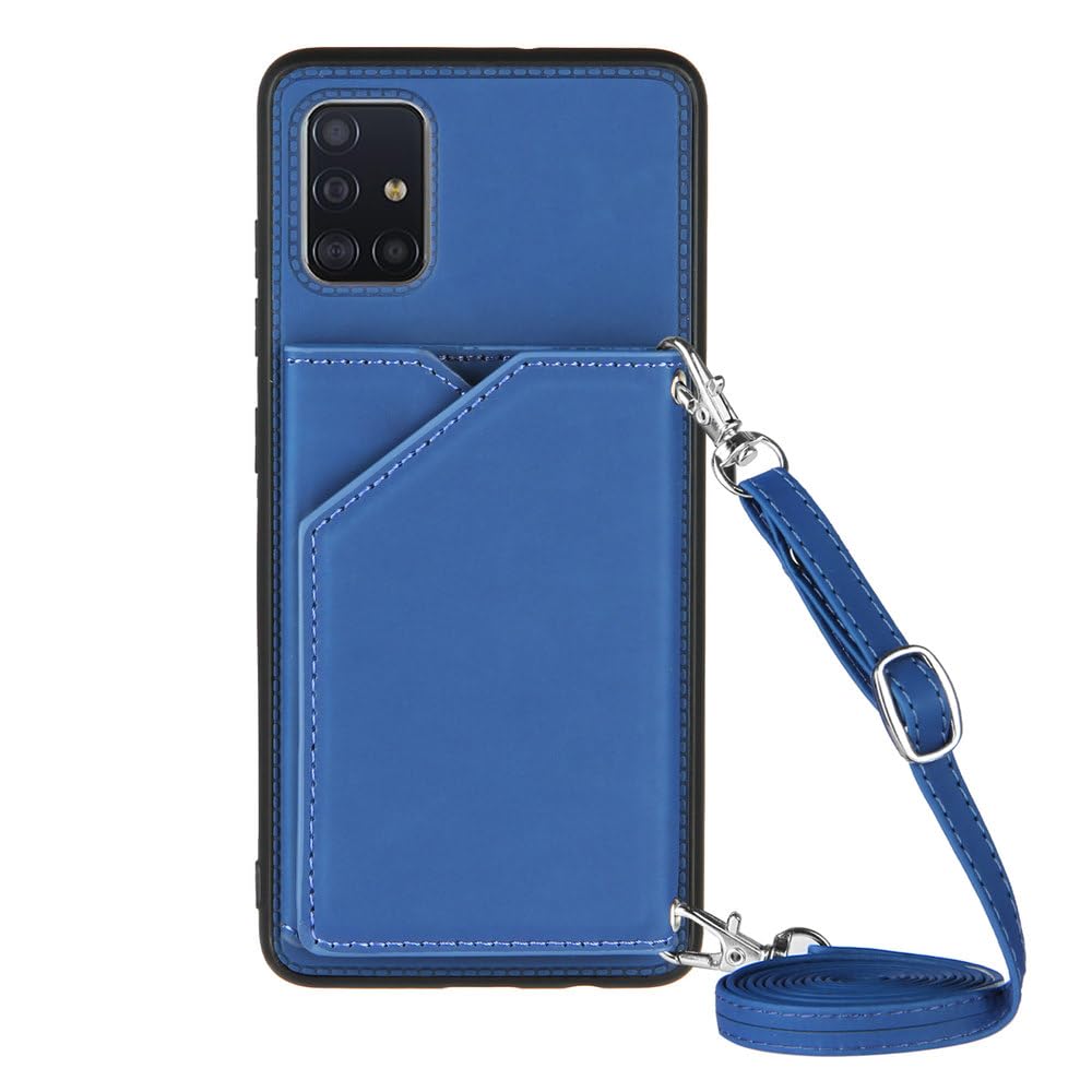 Étui portefeuille pour Samsung A91 bleu évitant les rayures d'écran