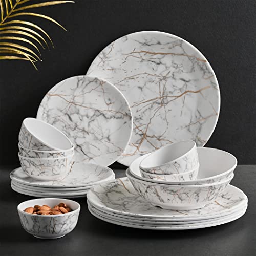 Home Centre Oasis Victor White Marble 20-Piece Dinner Set