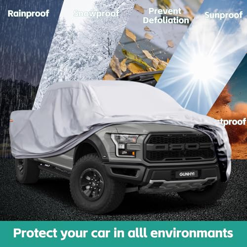 Image of GUNHYI Pickup Truck Cover - Waterproof All Weather, 6 Layer Heavy Duty Universal Fit Ford F150, Chevy Silverado, GMC Sierra, Dodge Ram 1500 Regular /Extended /Crew Cab (Up to 230 inch)