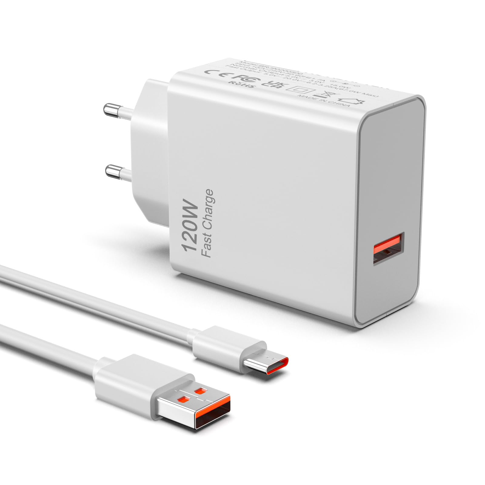 120W USB Ladegerät Kompatibel mit Xiaomi 15 14 14t 13 13t 12 12t 12s Pro Lite Note K60 K50 12 11 Pro Plus Black Shark 3 4 5 Poco X5 F4 X4 Gt Mi Turbo Schnellladegerät 11V 6A Netzteil Type C Cable
