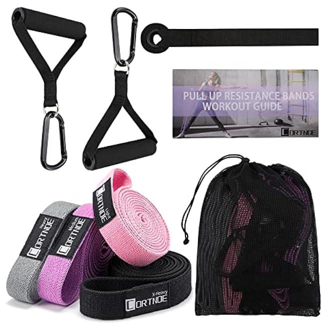 Resistance Bands with Handles,Pull Up Bands Fabric Long Resistance Bands Set of 10 Long Workout Bands with Door Anchor, Handles, Exercise Bands for Working Out, Weight Training