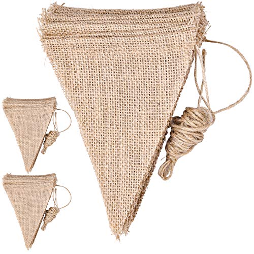 48 PCS Banderines Tela Banderines de Yute Guirnalda Banderas para Bodas Fiestas y Bautismo