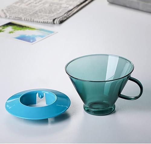 Miniatura 6 de Bicuzat Cafetera de vidrio colorida para verter sobre la cafetera con asa, juego de cafetera y filtro de café, juego de filtros de olla verde de