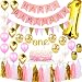1st Birthday Girl Decorations Premium Party Supplies Set | Princess First Pink n Gold Girls Theme Kit | 1 Year Cake Topper, Happy Birthday Banner Number Mylar Balloon, Metallic Balloons, Paper Decor