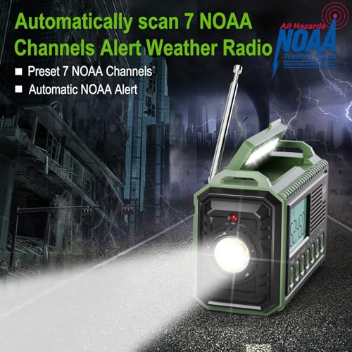 Raynic Emergency Radio, 12000mAh/44400mWh Battery Operated Weather Radio, Solar Hand Crank Radio with AM/FM/SW/NOAA Alert, Cell Phone Charger, Type-C Charging, Flashlight and SOS Siren - Image 3