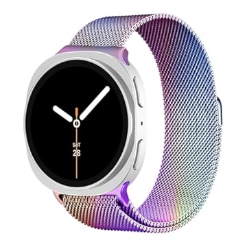 Pulseira de metal milanesa para Samsung Galaxy Watch 8 de 40 mm e 44 mm/8 clássico de 46 mm e feminino e masculino, pulseira magnética de malha de aço inoxidável para Samsung Galaxy Watch 8 de 44 mm e