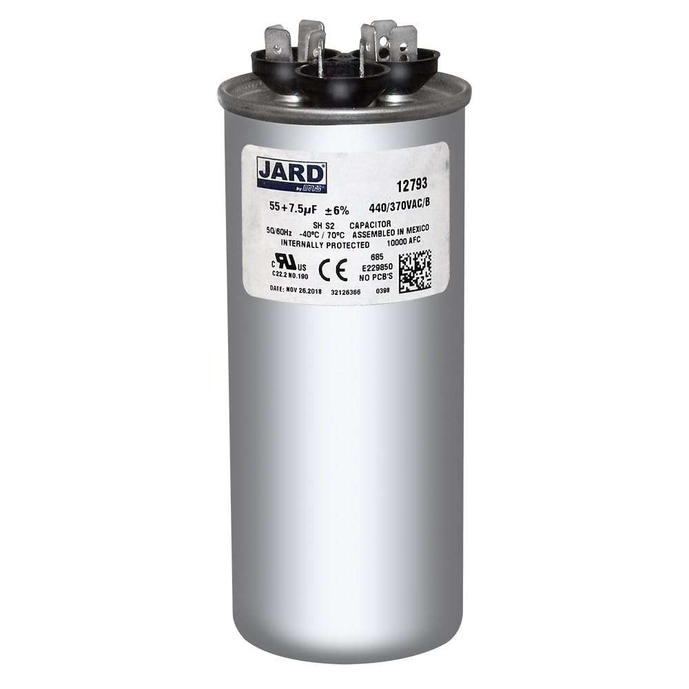 D 12792 - Jard 12792 - 55/5 MFD Round Run Capacitor (440/370V)