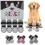 Dog Grippy Socks for Senior Dog - Double Side Dogs Booties to Prevent Licking, Boots & Paw Protectors for Hardwood Floors, No Twist Non Slip Socks for Small Medium Large Dogs, Black, L