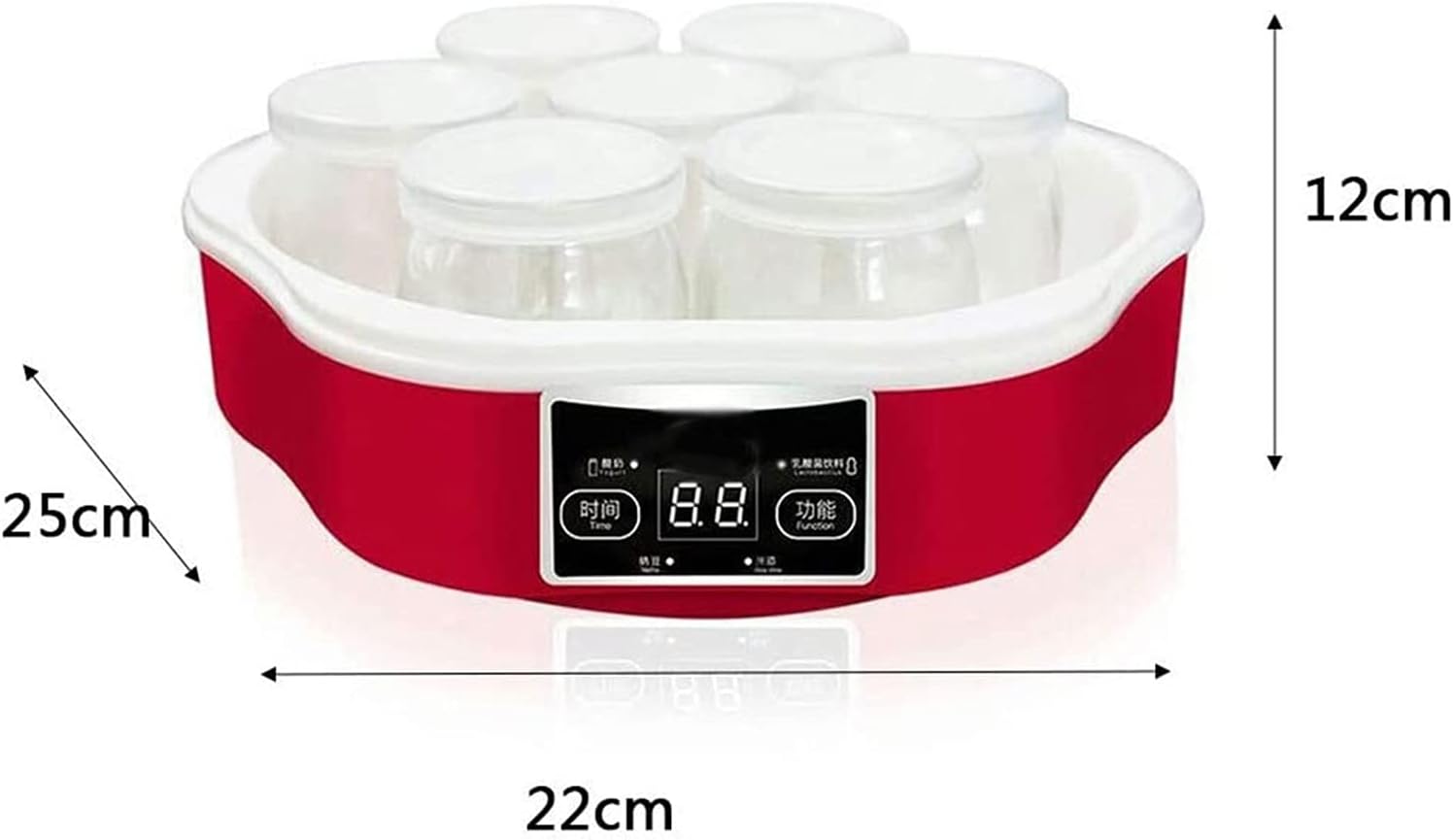 Yogurt Maker - Automatic Digital Yogurt Maker Machine with Timer Control LCD Display Includes 7 Glass Jars Setting Lids for Instant Storage Stainless Steel Body