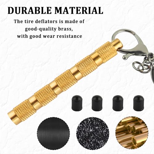 Image of IHOTDER 4-in-1 Bleeder Tire Deflators Offroad Accessories with Key Chain,Portable Universal Purpose Air Down Tire Deflators,Brass Manufactured Auto Tire Tools for Cars,Trucks,SUVs