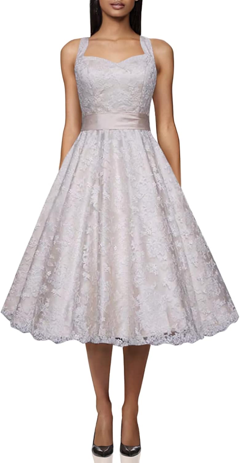 amazon tea length wedding dresses