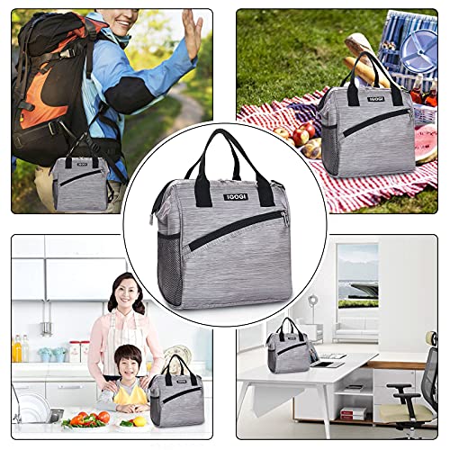Lunch Bag With Leak Proof Material, Insulated Lunch Box For Women/Men, Tote Cooler Bag For Work/Picnic/Hiking/Beach/Fishing (Stripe Grey) #TOP5