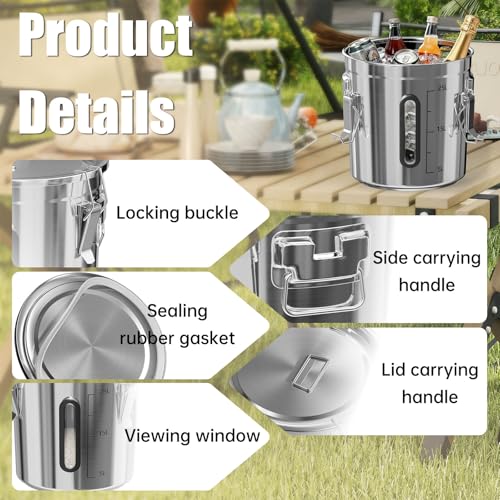 Domart 2 pcs 8.7/13.2 Gal Stainless Steel Airtight Canister(33/50L) by Domart - Image 6