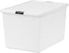 Iris Ohyama USA 132 Quart Large Storage Box Utility Bag Organizing Container Box with Buckle Lid for Storing Clothes, 1 Package, Transparent
