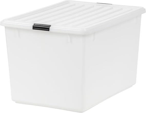 Iris Ohyama USA 132 Quart Large Storage Box Utility Bag Organizing Container Box with Buckle Lid for Storing Clothes, 1 Package, Transparent