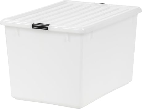 Iris Ohyama USA 132 Quart Large Storage Box Utility Bag Organizing Container Box with Buckle Lid for Storing Clothes, 1 Package, Transparent