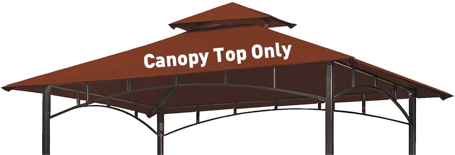 OLILAWN Grill Gazebo Replacement Canopy Roof, 5' x 8' Outdoor BBQ Gazebo Canopy Top Cover, Double Tired Grill Shelter Cover with Durable Polyester Fabric, Fit for Model L-GG001PST-F, Brown