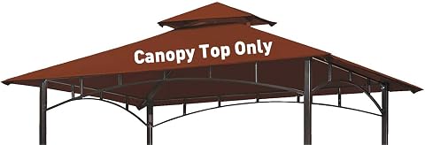 OLILAWN Grill Gazebo Replacement Canopy Roof, 5' x 8' Outdoor BBQ Gazebo Canopy Top Cover, Double Tired Grill Shelter Cover with Durable Polyester Fabric, Fit for Model L-GG001PST-F, Burgundy