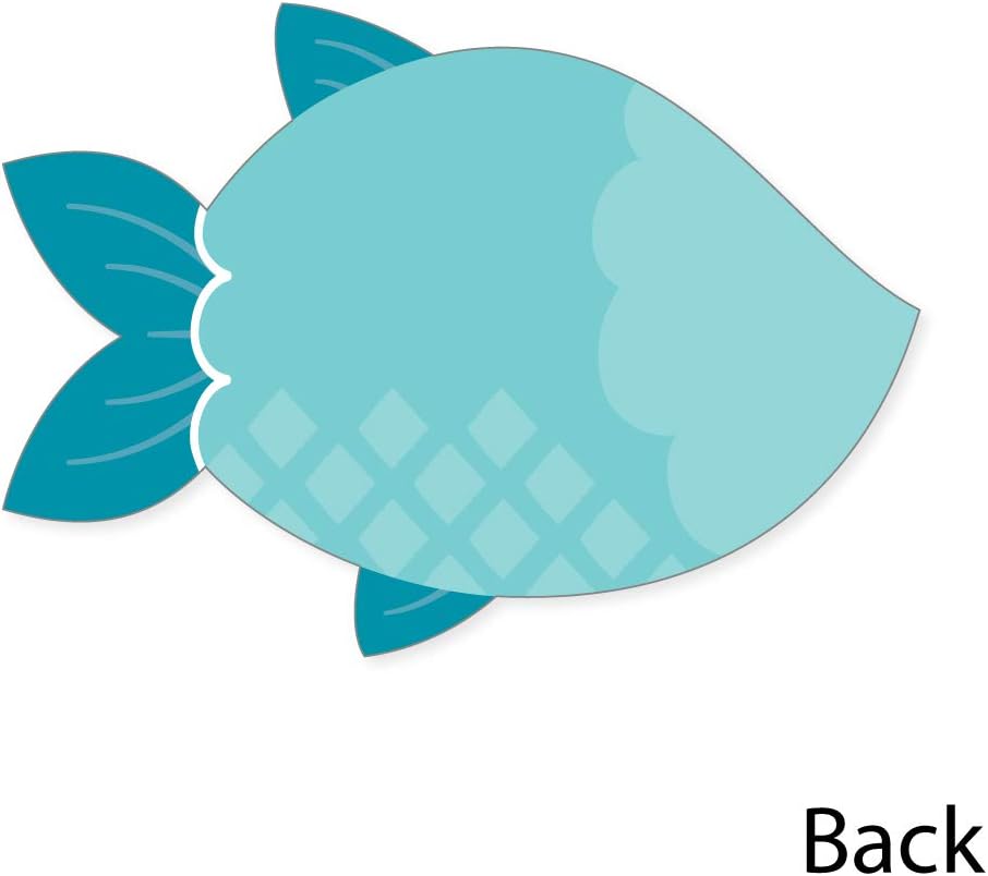 Big Dot of Happiness Let’s Go Fishing - Shaped Thank You Cards - Fish Themed Birthday Party or Baby Shower Thank You Note Cards with Envelopes - Set of 12