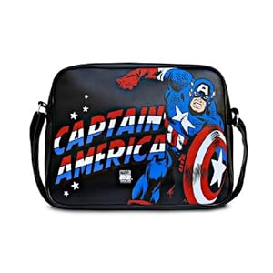 LOGOSHIRT – Marvel Comics – Captain America – Tas – Schoudertas – zwart – Gelicentieerd origineel ontwerp