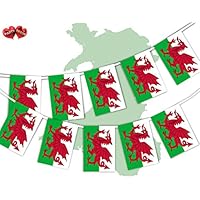 PARTY DECOR Wales - Welsh Full Flag Patriotic Themed Bunting Banner 12 Rectangular flags for guaranteed simply stylish party National Royal decoration