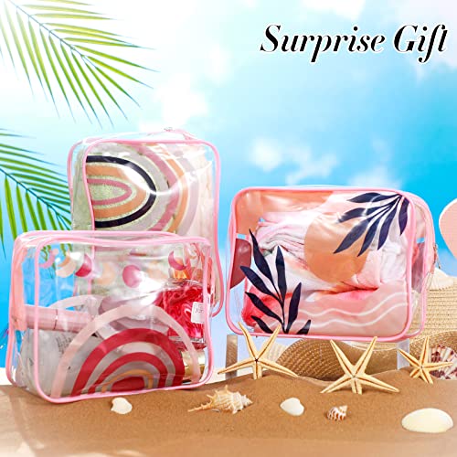 Cunno 6 Pcs Boho Makeup Bags For Women, Retro Rainbow Brown Sunshine Clear Plastic Cosmetic Bags With Zipper Transparent Pvc Waterproof Travel Toiletry Handbags Purses Organizer For Girl (Boho Style) #TOP5