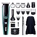 Beard Trimmer for Men,Hizek 14 in 1 Professional Hair Clippers Cordless Nose Hair Trimmer Waterproof with Hairdressing Cape, LCD Display, Stand Base, Body Trimmer for Beard Nose Hair