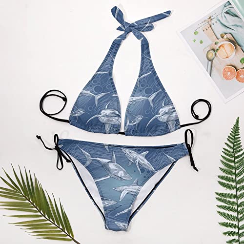 Shark Bikini Swimsuits For Women Two Piece Swimwear Bikini Sets Slimming Bathing Suits Beachwear M #TOP6
