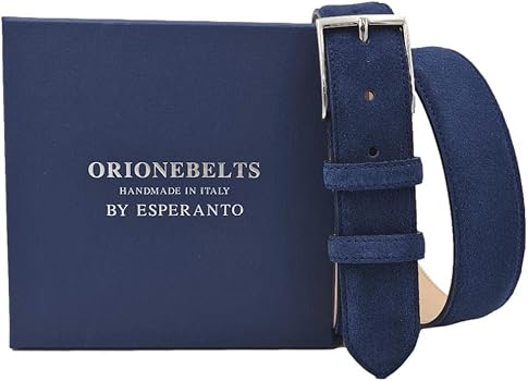 Cintura Uomo Amalfi In Pelle Scamosciata U08211amf Blu Notte - Foto 2