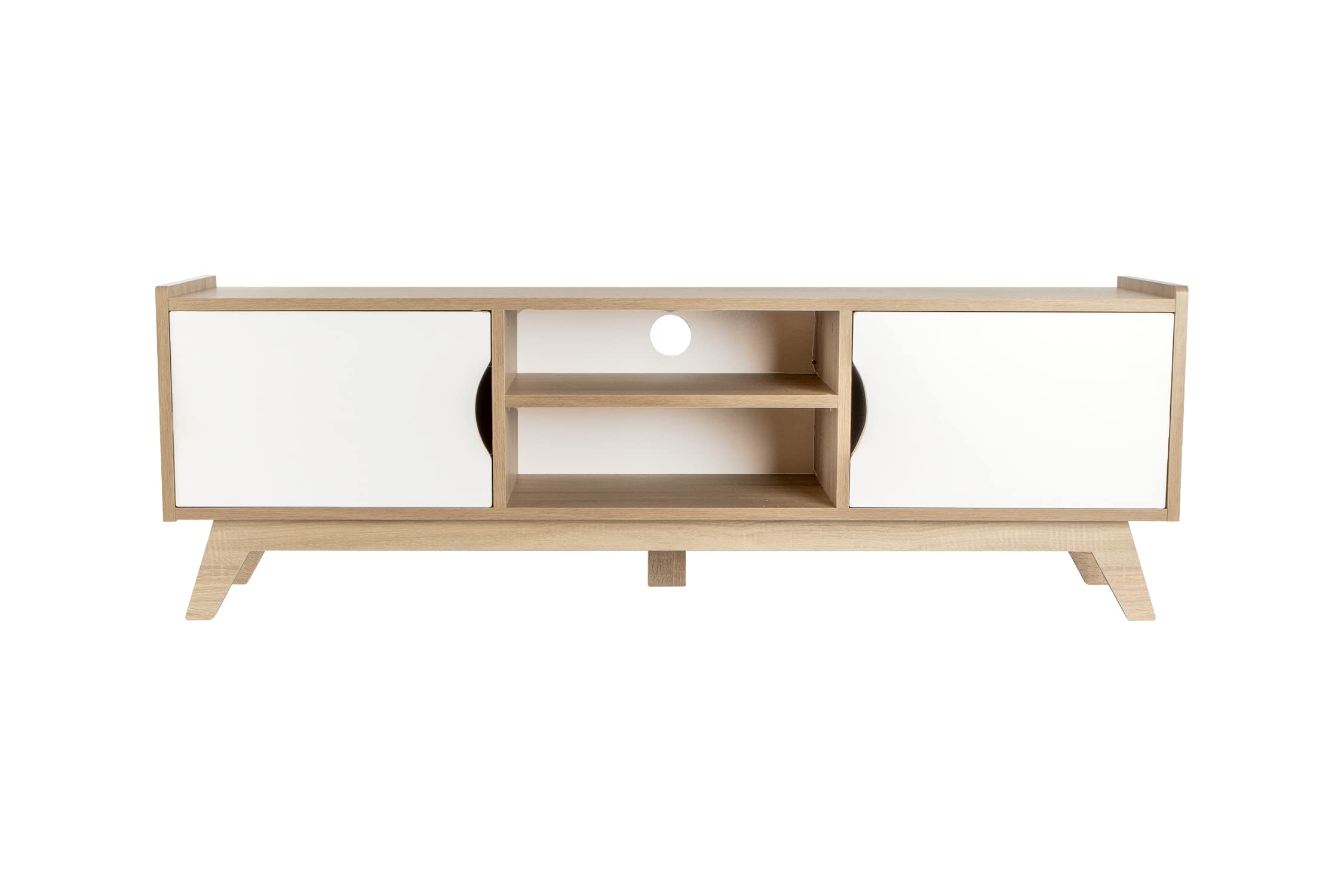 Mueble TV Salon Mesa para TV Color Roble Sonoma y Blanco 150 x 40 x 50 cm. Apolo
