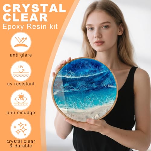KOPOZA Epoxidharz mit Härter 474ml / 16oz, Hochglanz Epoxidharz Set - 1: 1 Verhältnis Premium Harz Kristallklares Gießharz für Schmuck, Formen, Wohnkultur, Untersetzer, Ornamente