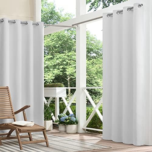 ECLIPSE Bradford Thermal Insulated Blackout Waterproof Grommet Curtain for Outdoor or Patio (1 Panel), 52 in x 95 in, Silver White