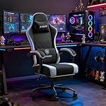 Homall Gaming Chair with Massage & Footrest, Ergonomic Computer Office Chair, High-Back Racing Style Reclining Chair with Adjustable Lumbar Support, Breathable Tech Fabric for Adults (Black) - Image 2