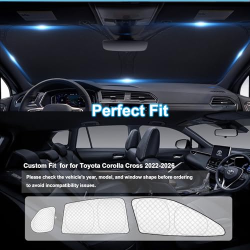 Image of KMF 8pcs Thicken Full Window Sun Shades for Toyota Corolla Cross 2022-2025 Accessories, Windshield Sunshade Car Window Covers for Side Rear, UV Block and Blackout Privacy for Camping Outdoor