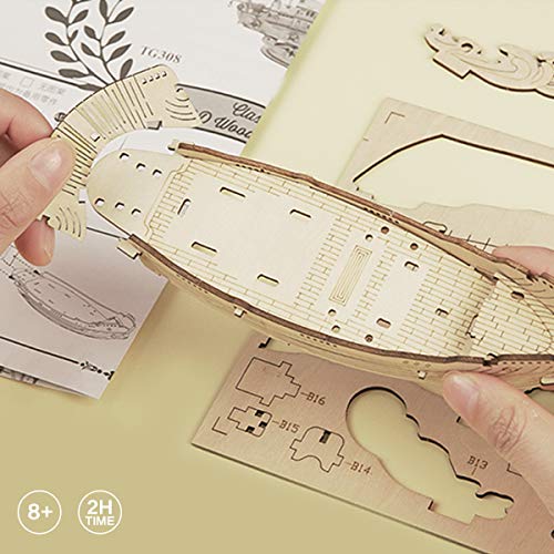 Rolife 3D Wooden Puzzles For Adults To Build, Wooden Model Ship Series Diplomatic Ship Building Model Kit, Diy Crafts Hobbies/Collections/Decorations/Gifts For Friends And Family (Diplomatic Ship) #TOP3