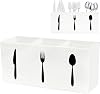 Silverware Organizer Countertop,Acrylic Small Silverware Caddy for Countertop,Knife Fork and Spoon Organizer for Kitchen Storage,Cabinet and Dining RoomWhite