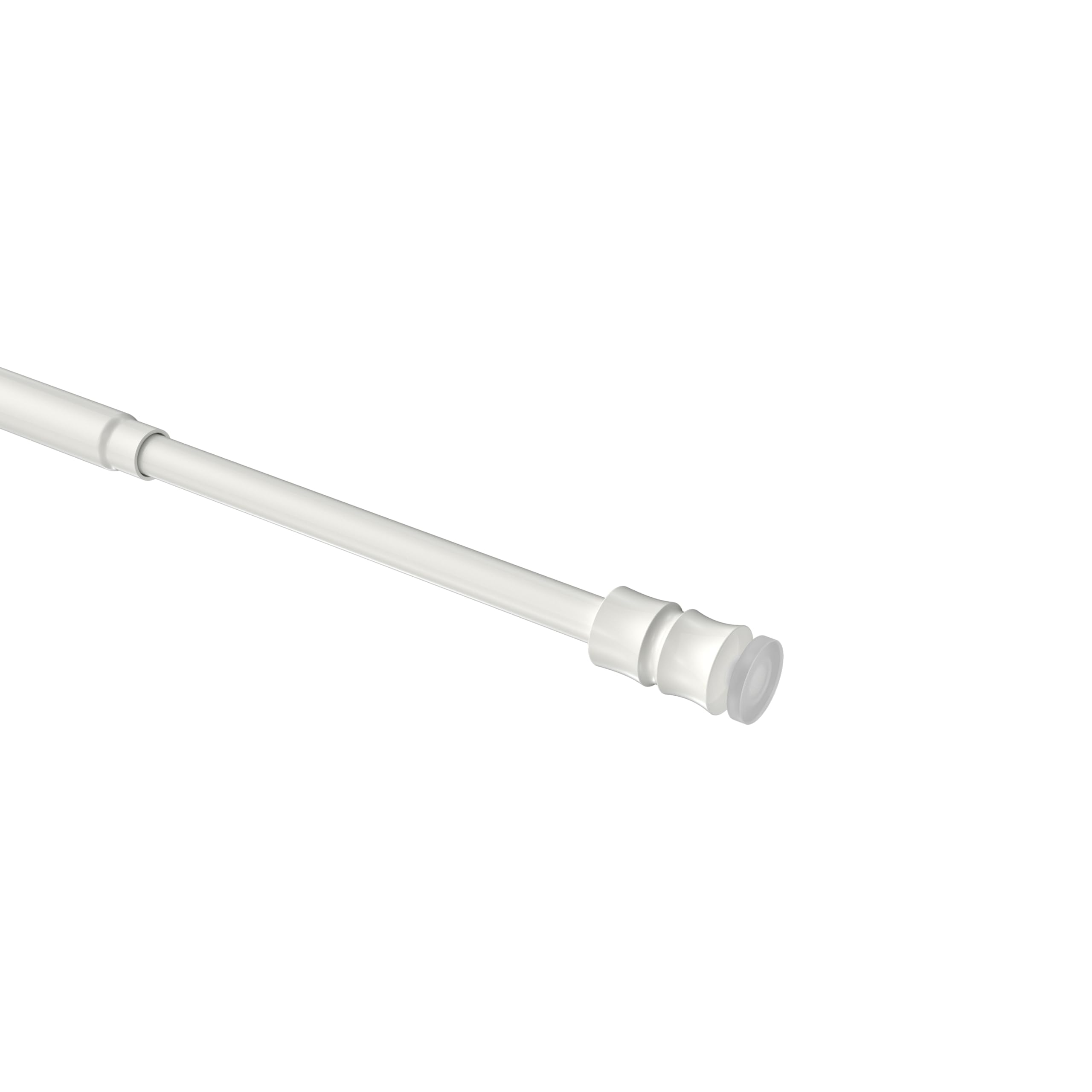 INTERDECO Klemmstange ausdrehbar, Scheibenstange mit Gummistopfen 8/6 mm aus Metall und Kunststoff, ohne Bohren, Weiß, für Scheibengardinen und Kurzgardinen, Typ 2008011, 80-120 cm