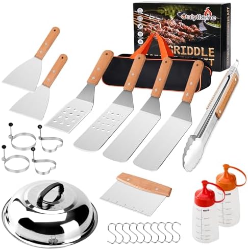 Griddle Accessories 30PCS Kit, Flat Top BBQ Grill Tools Set For Blackstone And Camp Chef, Grill Spatula Set With Enlarged Spatulas, Basting Cover Scraper Outdoor Bar Bbq Accessories