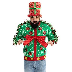 Ugly Christmas Sweater for Men, Hooded Unisex Women Xmas Hoodie Pullover for Party Festive Party