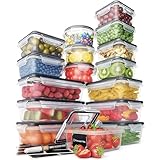 Chef's Path(シェフズパス) 食品保存容器セット プラスチック製気密容器 簡単に閉められるスナップ蓋付き 漏れ防止 キッチン&パントリーの整理整頓に BPAフリー 黒板ラベル16枚&マーカー付き 16個パック