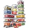 Chef's Path 32 Piece Airtight Food Storage Containers with Easy Snap Lids, 16 Containers and Lids, Stackable Kitchen and Pantry Canisters for Meal Prep and Food Storage - Transparent