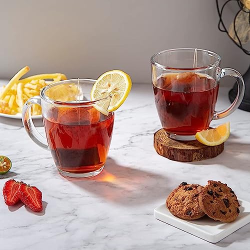 [6 Pack,12 Oz] Design•Master Premium Glass Coffee Mugs With Spoons. Transparent Tea Glasses For Hot/Cold Beverages, Perfect Design For Americano, Cappuccino, Tea And Beverage. #TOP6