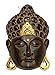 Produktbild TEMPELWELT Maske Holzmaske Buddha Abbild Wanddekoration Relief aus Holz braun Gold, Buddhakopf Höhe 25 cm handgefertigt Kunsthandwerk aus Bali Lombok Afrika